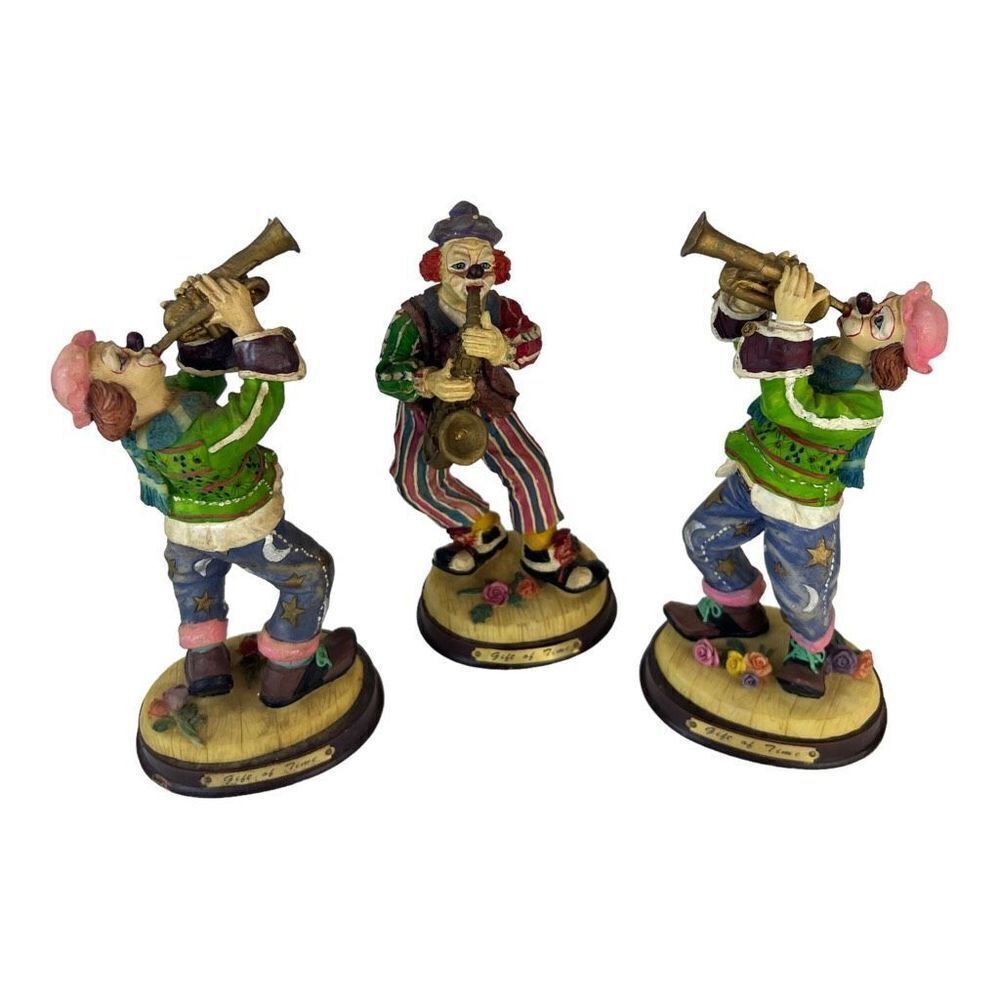 J.W Set of Three Clowns Playing Saxophone Figurine Instruments
